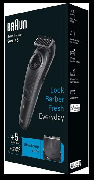 Braun Beard Trimmer 5 BT5420 With Precision Wheel, 5 styling tools