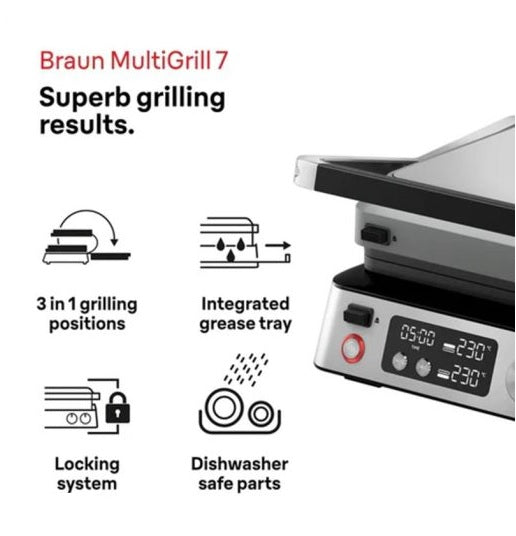 Braun MultiGrill 7 Contact Grill CG7040 Black/Stainless Steel INT