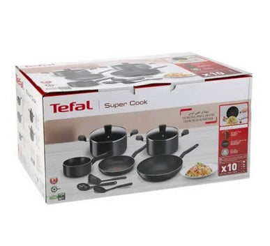 Tefal Super Cook 10 Pieces Set - Titanium Coating | B459sa85