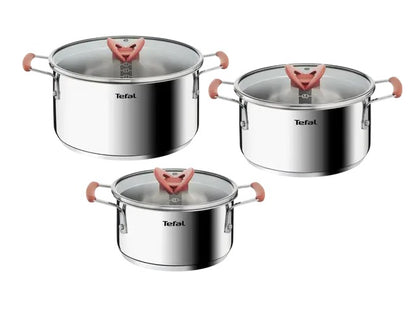 Opti'Space G720S674 Set de 3 casseroles 18/20/24 cm + couvercles - Induction