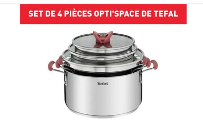Opti'Space G720S674 Set de 3 casseroles 18/20/24 cm + couvercles - Induction