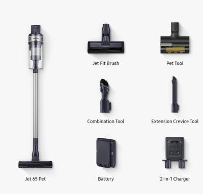 Samsung VS15A60AGR5/YL Jet 65 Stick VC with More Advanced Cleaning Performance and Digital Inverter Motor, 150W